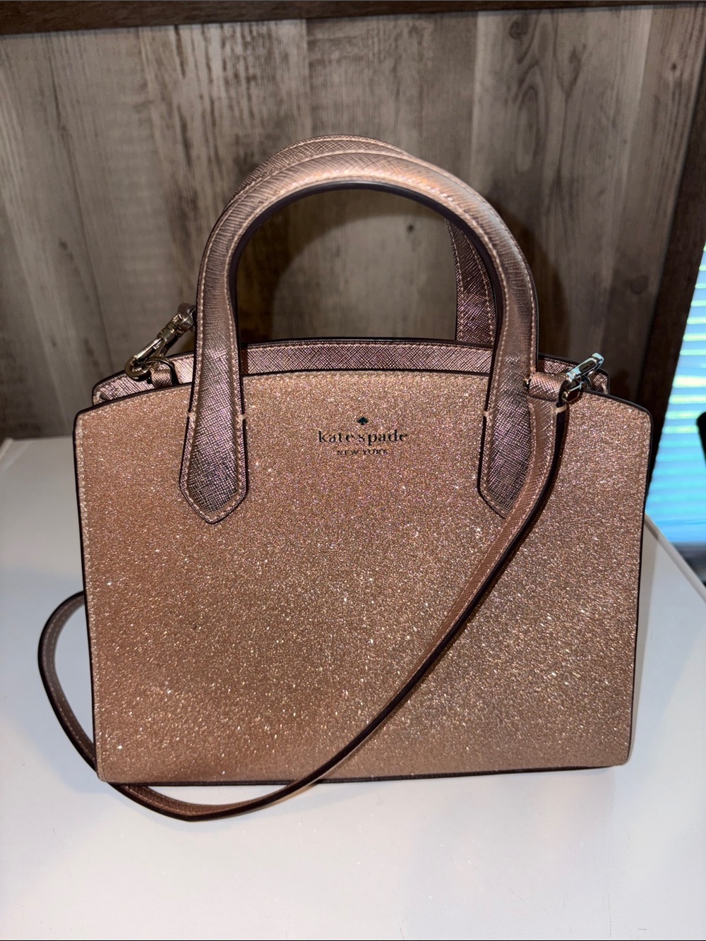 kate spade Rose Gold Glitter Satchel